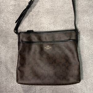 Coach Signature Brown File Crossbody Bag